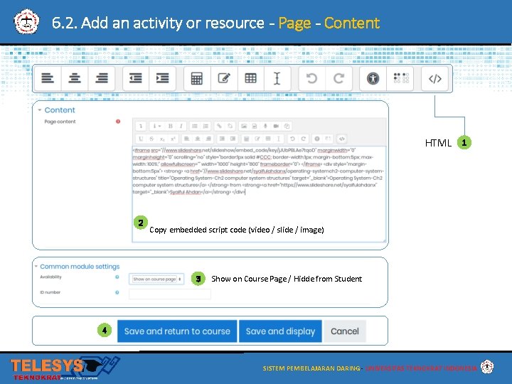 6. 2. Add an activity or resource - Page - Content HTML 2 1
