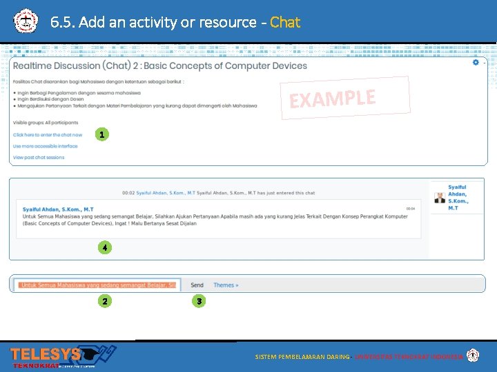 6. 5. Add an activity or resource - Chat EXAMPLE 1 4 2 3