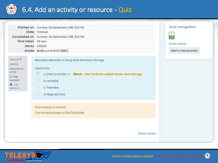 6. 4. Add an activity or resource - Quiz SISTEM PEMBELAJARAN DARING - UNIVERSITAS