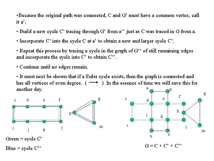 • Because the original path was connected, C and G’ must have a