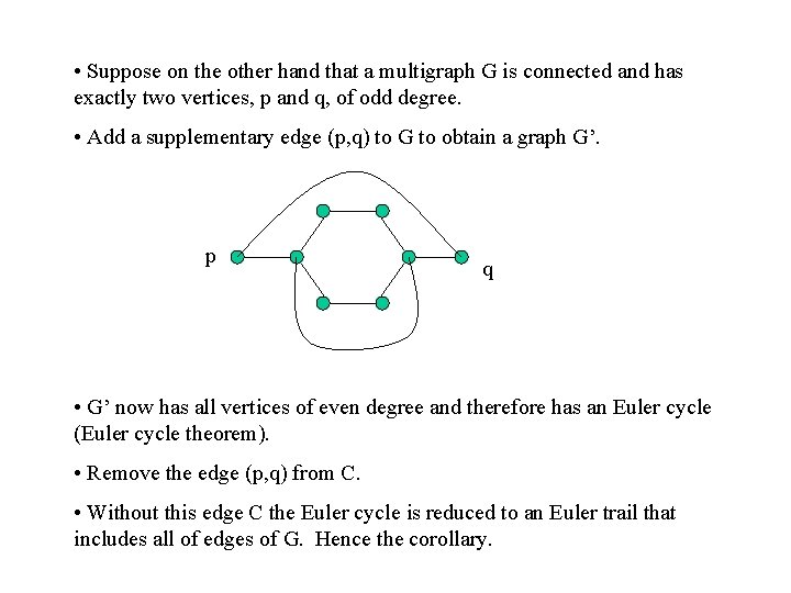  • Suppose on the other hand that a multigraph G is connected and