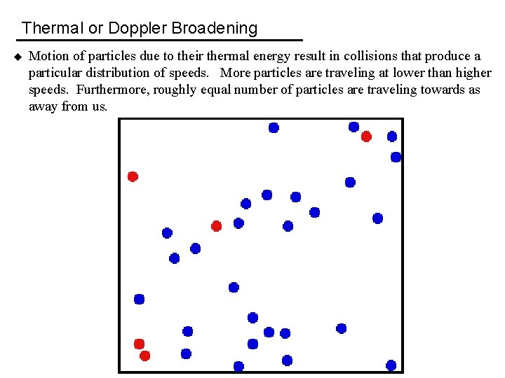 Thermal or Doppler Broadening u Motion of particles due to their thermal energy result