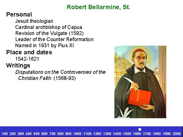 Robert Bellarmine, St. Personal Jesuit theologian Cardinal archbishop of Capua Revision of the Vulgate