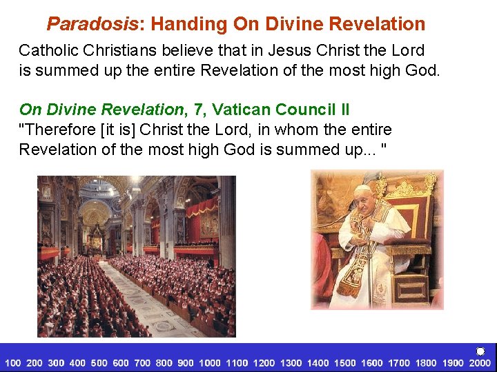 Paradosis: Handing On Divine Revelation Catholic Christians believe that in Jesus Christ the Lord