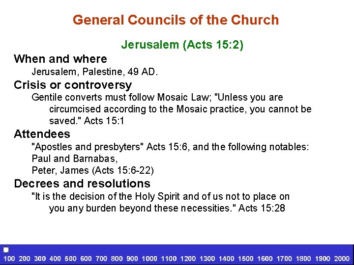 General Councils of the Church Jerusalem (Acts 15: 2) When and where Jerusalem, Palestine,
