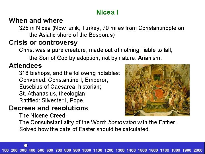 Nicea I When and where 325 in Nicea (Now Iznik, Turkey, 70 miles from