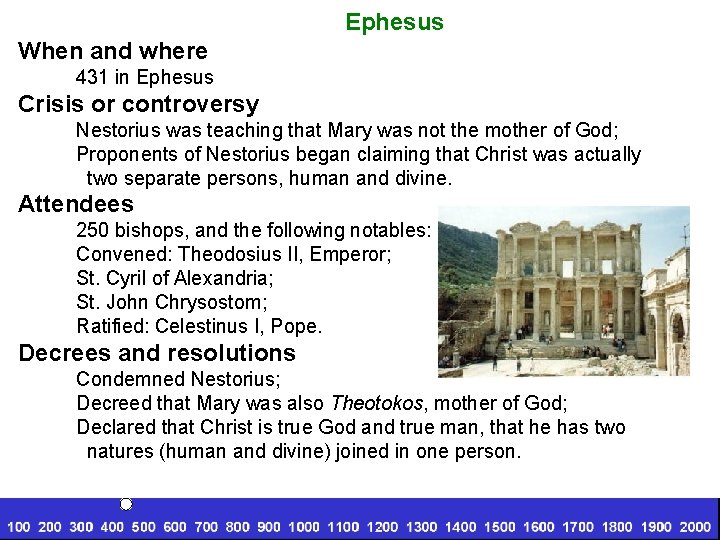 Ephesus When and where 431 in Ephesus Crisis or controversy Nestorius was teaching that