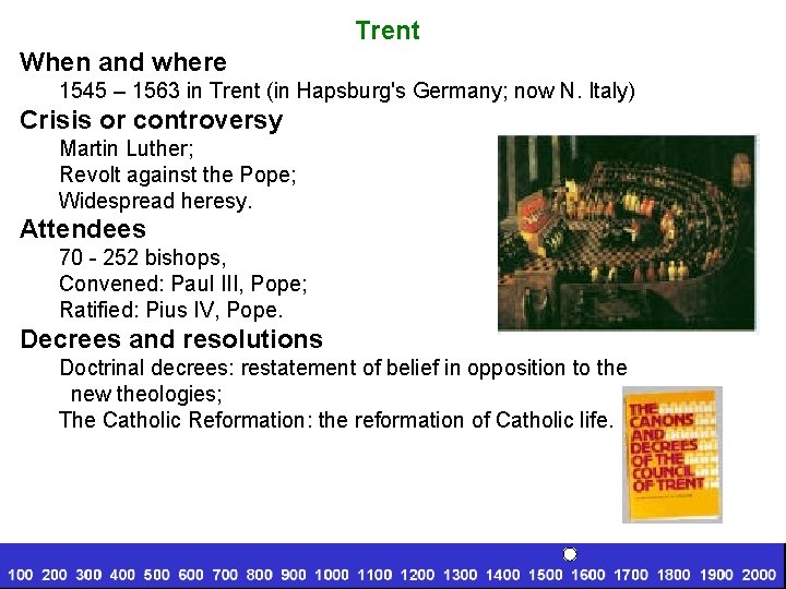 Trent When and where 1545 – 1563 in Trent (in Hapsburg's Germany; now N.