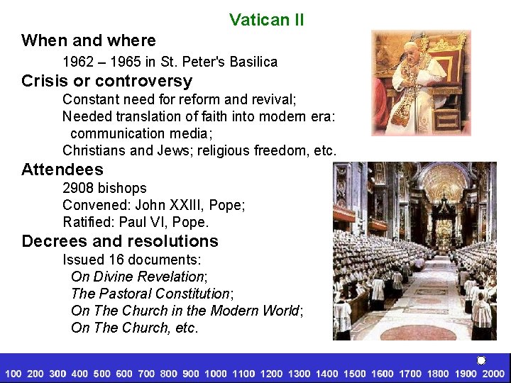 Vatican II When and where 1962 – 1965 in St. Peter's Basilica Crisis or