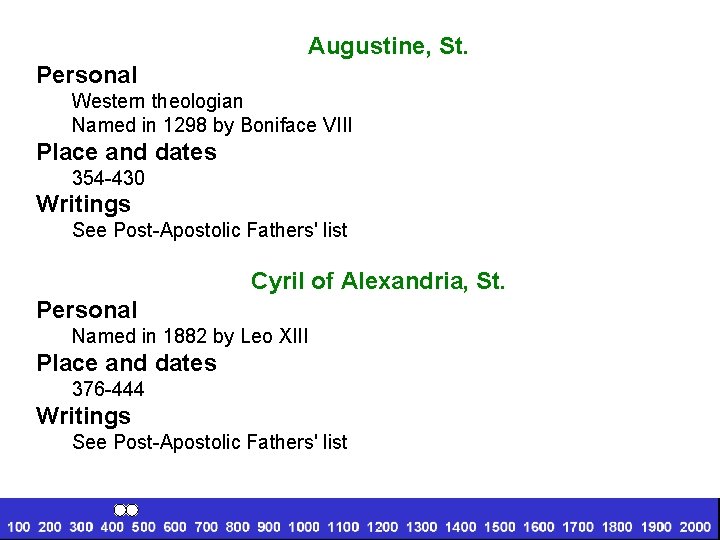 Augustine, St. Personal Western theologian Named in 1298 by Boniface VIII Place and dates