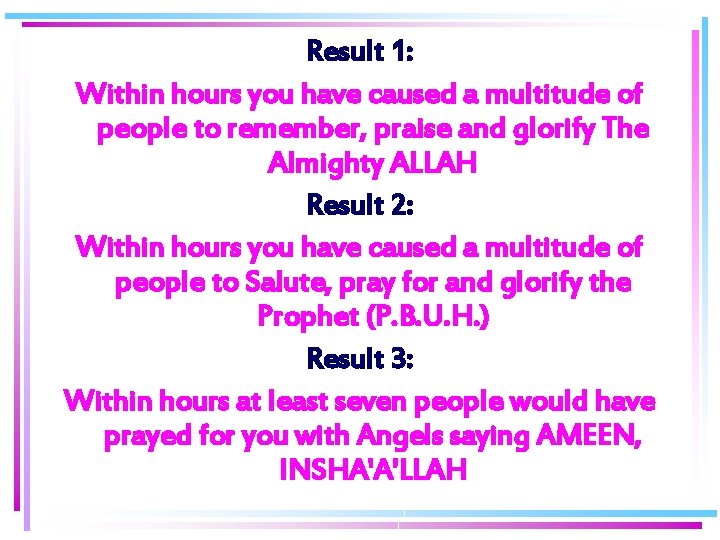 Result 1: Within hours you have caused a multitude of people to remember, praise