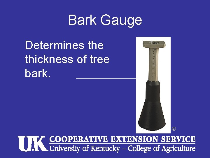 Bark Gauge Determines the thickness of tree bark. © 