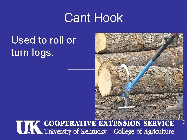 Cant Hook Used to roll or turn logs. © 