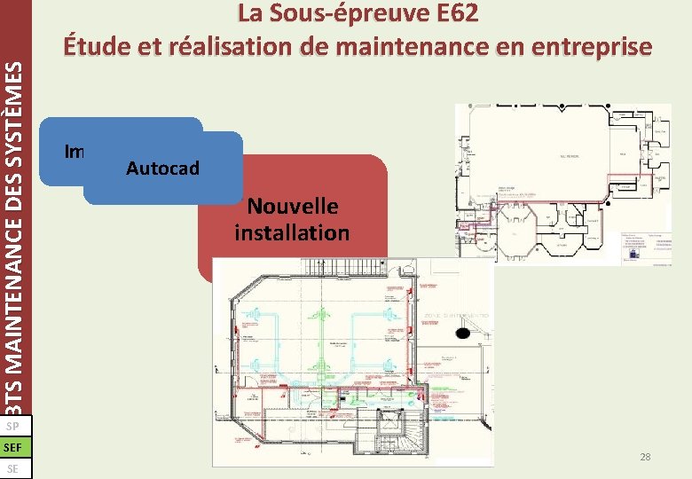 BTS MAINTENANCE DES SYSTÈMES La Sous-épreuve E 62 Étude et réalisation de maintenance en