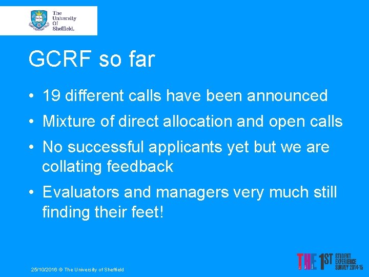 GCRF so far • 19 different calls have been announced • Mixture of direct