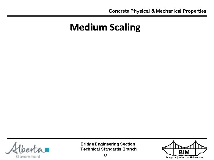 Concrete Physical & Mechanical Properties Medium Scaling Bridge Engineering Section Technical Standards Branch 38