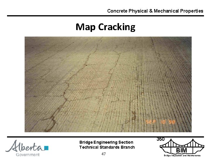 Concrete Physical & Mechanical Properties Map Cracking Bridge Engineering Section Technical Standards Branch 47
