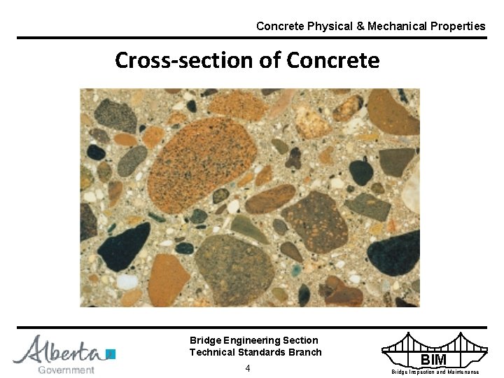 Concrete Physical & Mechanical Properties Cross-section of Concrete Bridge Engineering Section Technical Standards Branch