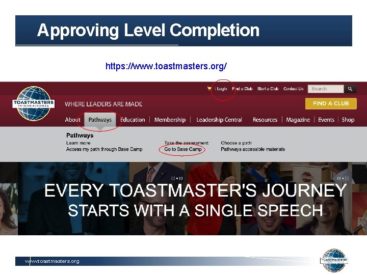 Approving Level Completion https: //www. toastmasters. org/ www. toastmasters. org 