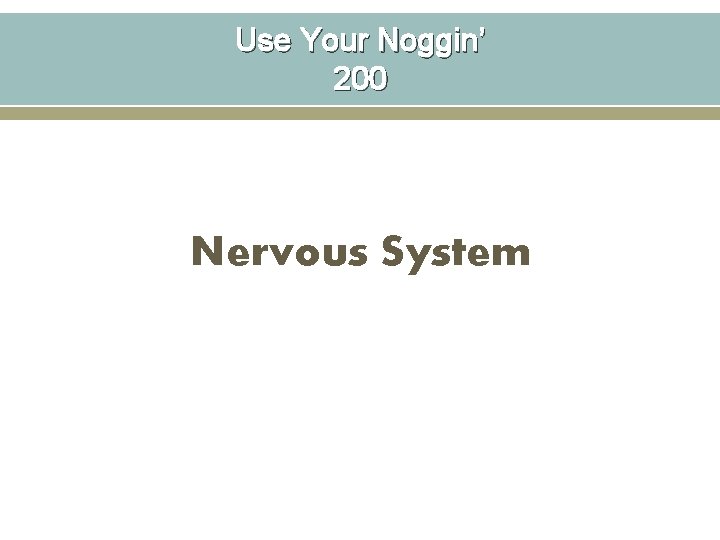 Use Your Noggin’ 200 Nervous System 