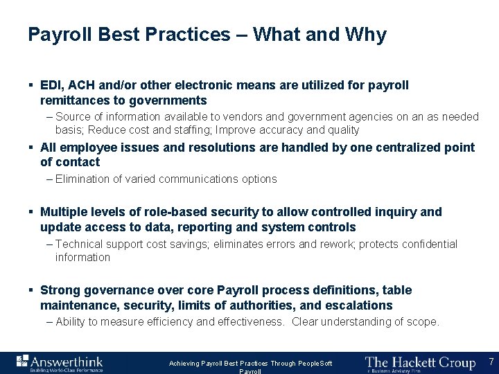 Payroll Best Practices – What and Why § EDI, ACH and/or other electronic means