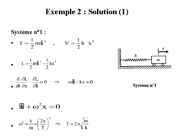 Exemple 2 : Solution (1) Système n° 1 : • • • Système n°