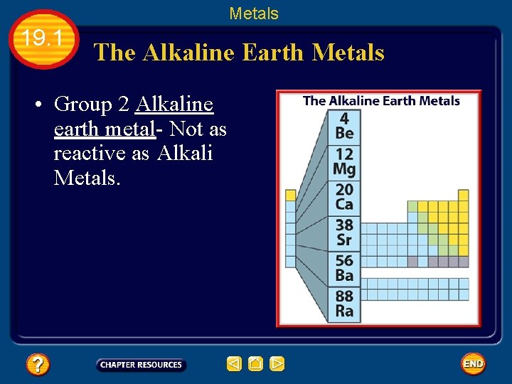 Metals 19. 1 The Alkaline Earth Metals • Group 2 Alkaline earth metal- Not