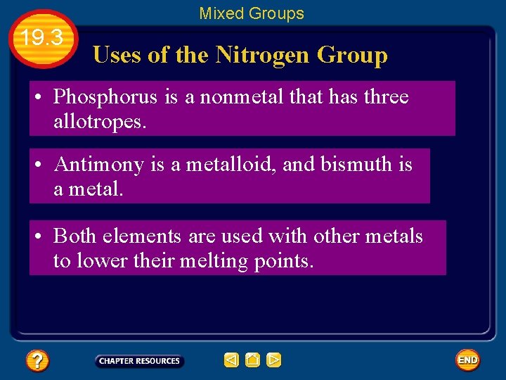 Mixed Groups 19. 3 Uses of the Nitrogen Group • Phosphorus is a nonmetal