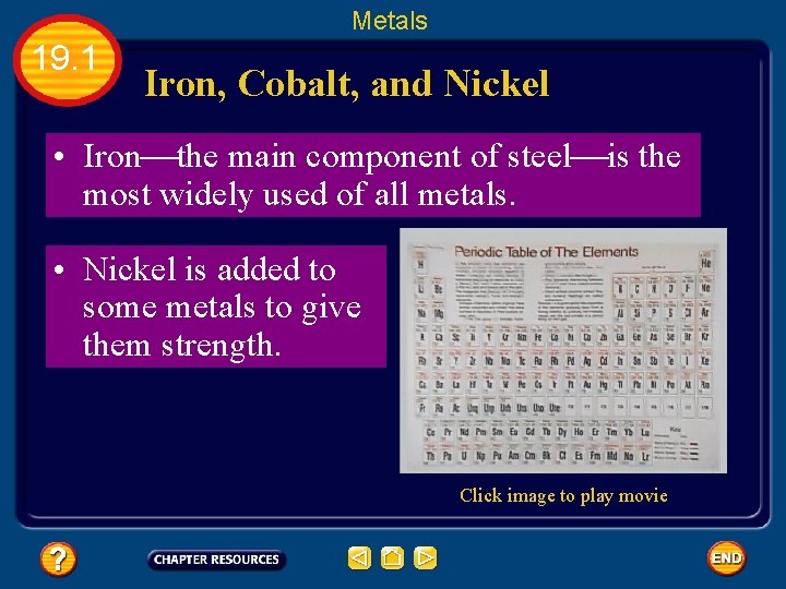 Metals 19. 1 Iron, Cobalt, and Nickel • Iron the main component of steel