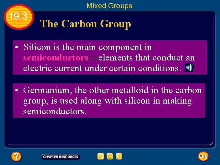 Mixed Groups 19. 3 The Carbon Group • Silicon is the main component in