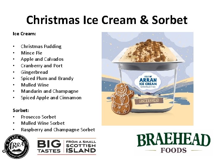 Christmas Ice Cream & Sorbet Ice Cream: • • • Christmas Pudding Mince Pie