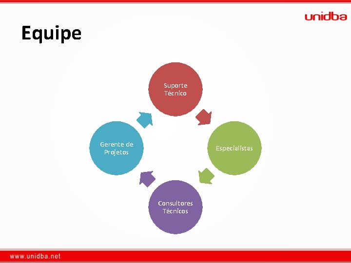Equipe Suporte Técnico Gerente de Projetos Especialistas Consultores Técnicos 