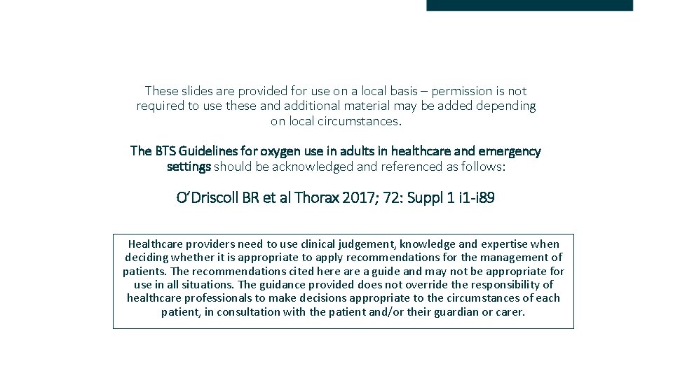 These slides are provided for use on a local basis – permission is not