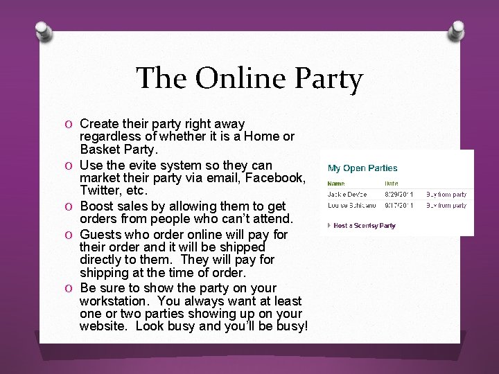 The Online Party O Create their party right away O O regardless of whether