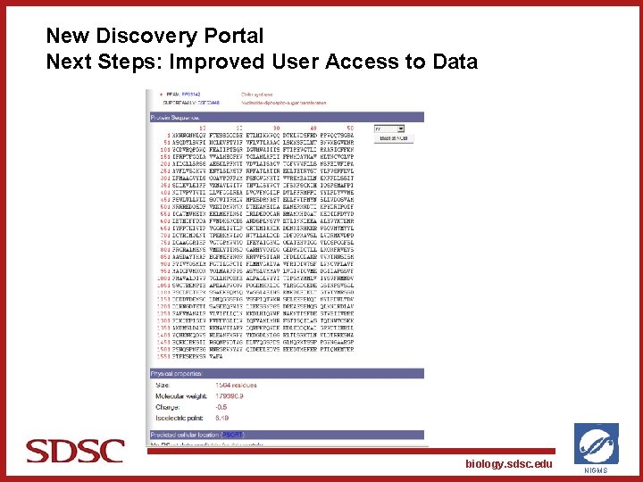 New Discovery Portal Next Steps: Improved User Access to Data SAN DIEGO SUPERCOMPUTER CENTER