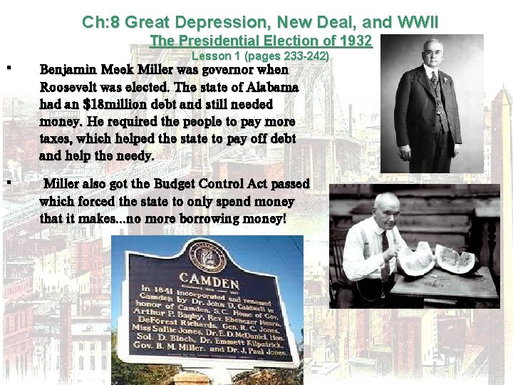 Ch: 8 Great Depression, New Deal, and WWII The Presidential Election of 1932 ∙