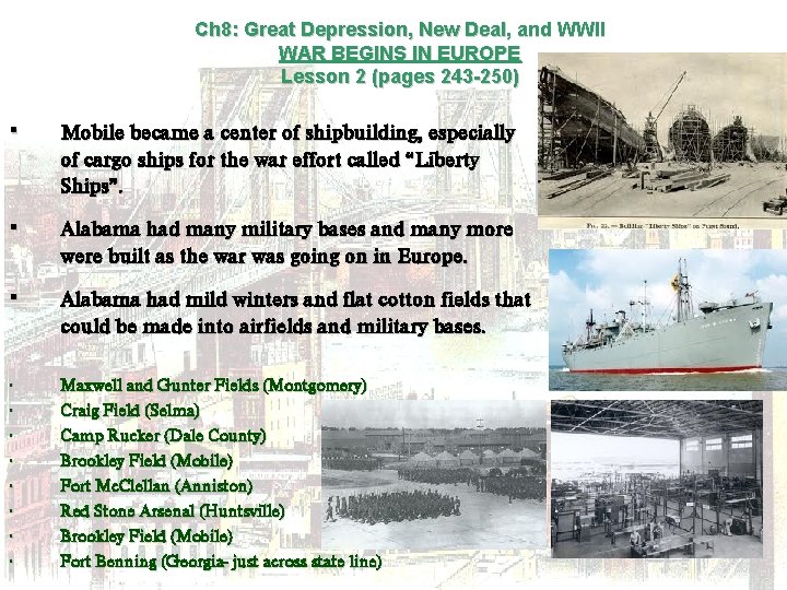 Ch 8: Great Depression, New Deal, and WWII WAR BEGINS IN EUROPE Lesson 2