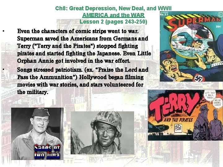 Ch 8: Great Depression, New Deal, and WWII AMERICA and the WAR Lesson 2