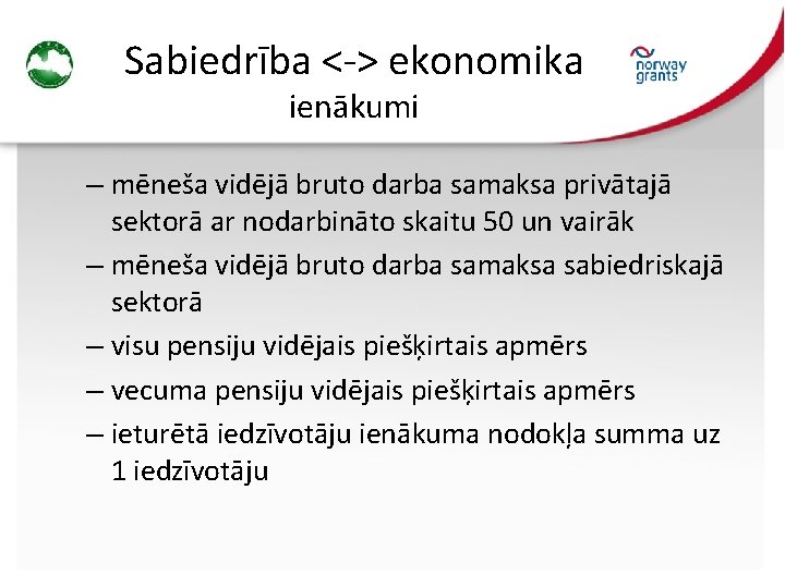 Sabiedrība <-> ekonomika ienākumi – mēneša vidējā bruto darba samaksa privātajā sektorā ar nodarbināto