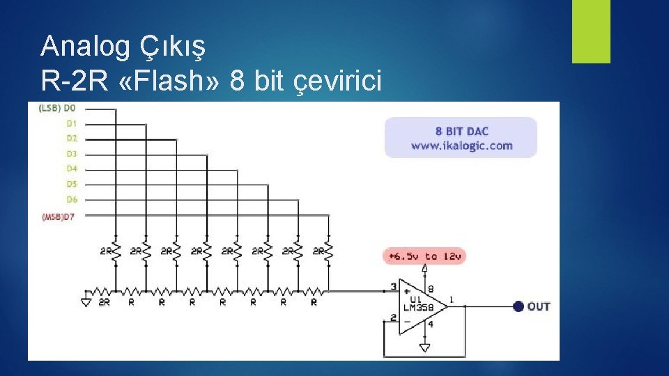 Analog Çıkış R-2 R «Flash» 8 bit çevirici 