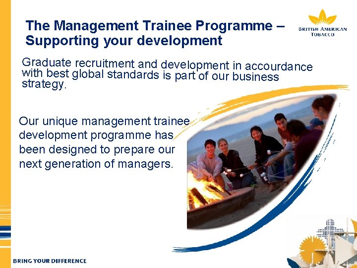 The Management Trainee Programme – Supporting your development Graduate recruitment and development in accourdance