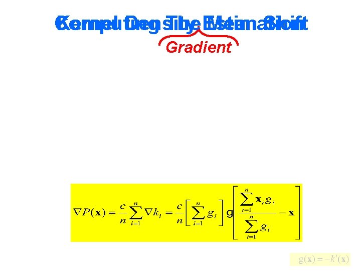 Computing Kernel Density The Estimation Mean Shift Gradient 