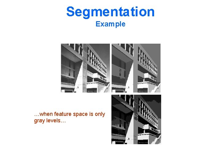 Segmentation Example …when feature space is only gray levels… 