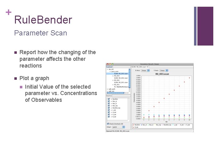 + Rule. Bender Parameter Scan n Report how the changing of the parameter affects