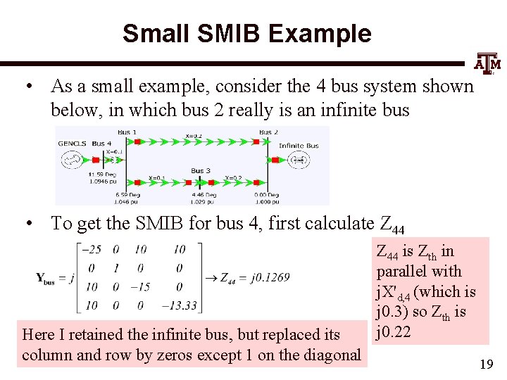 Small SMIB Example • As a small example, consider the 4 bus system shown