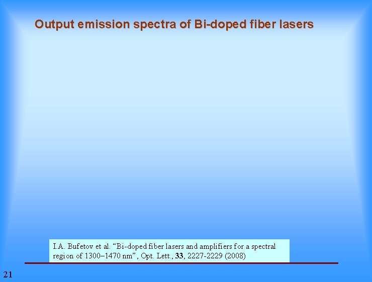 Output emission spectra of Bi-doped fiber lasers I. A. Bufetov et al. “Bi-doped fiber