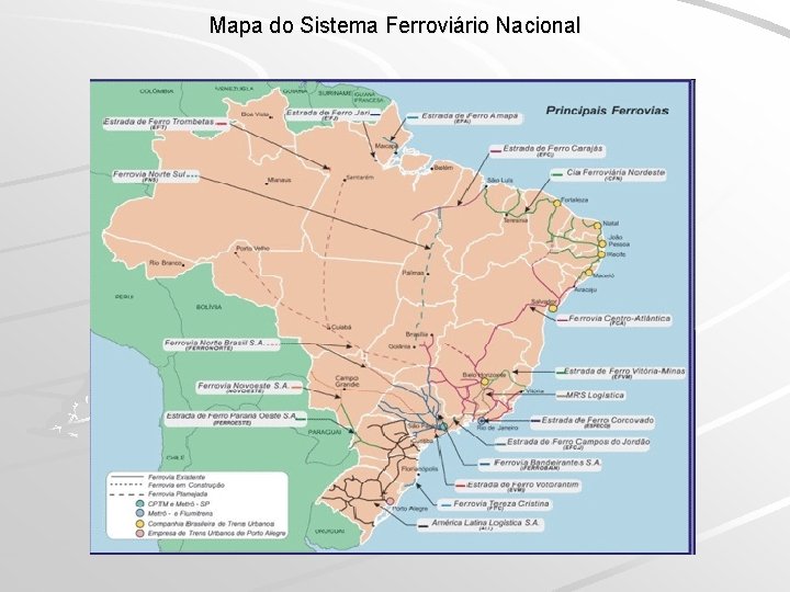 Mapa do Sistema Ferroviário Nacional 