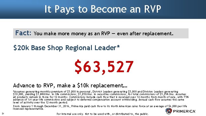 It Pays to Become an RVP Fact: You make more money as an RVP