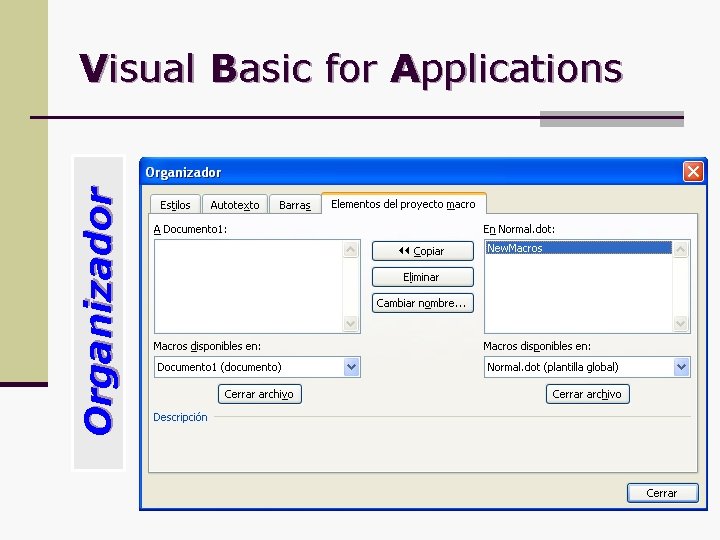 Organizador Visual Basic for Applications 