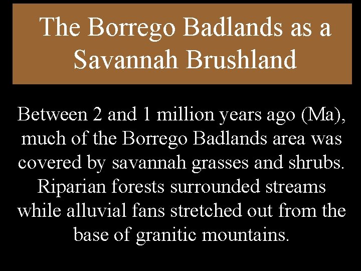 The Borrego Badlands as a Savannah Brushland Between 2 and 1 million years ago